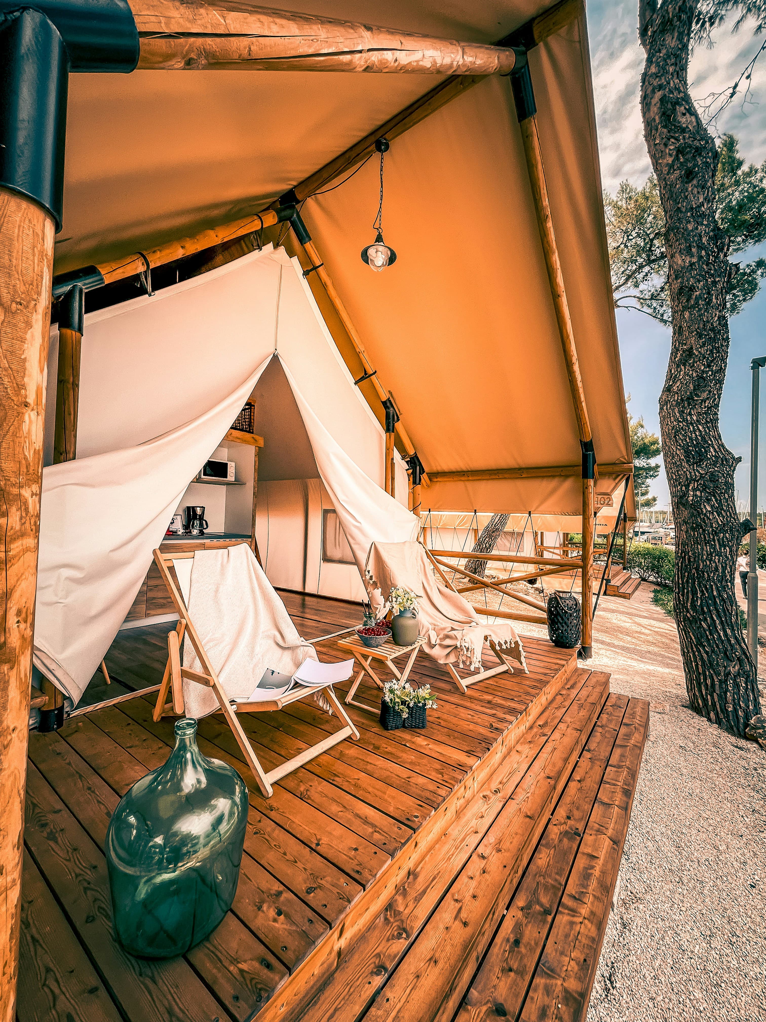 Luxury yurt with outdoor deck