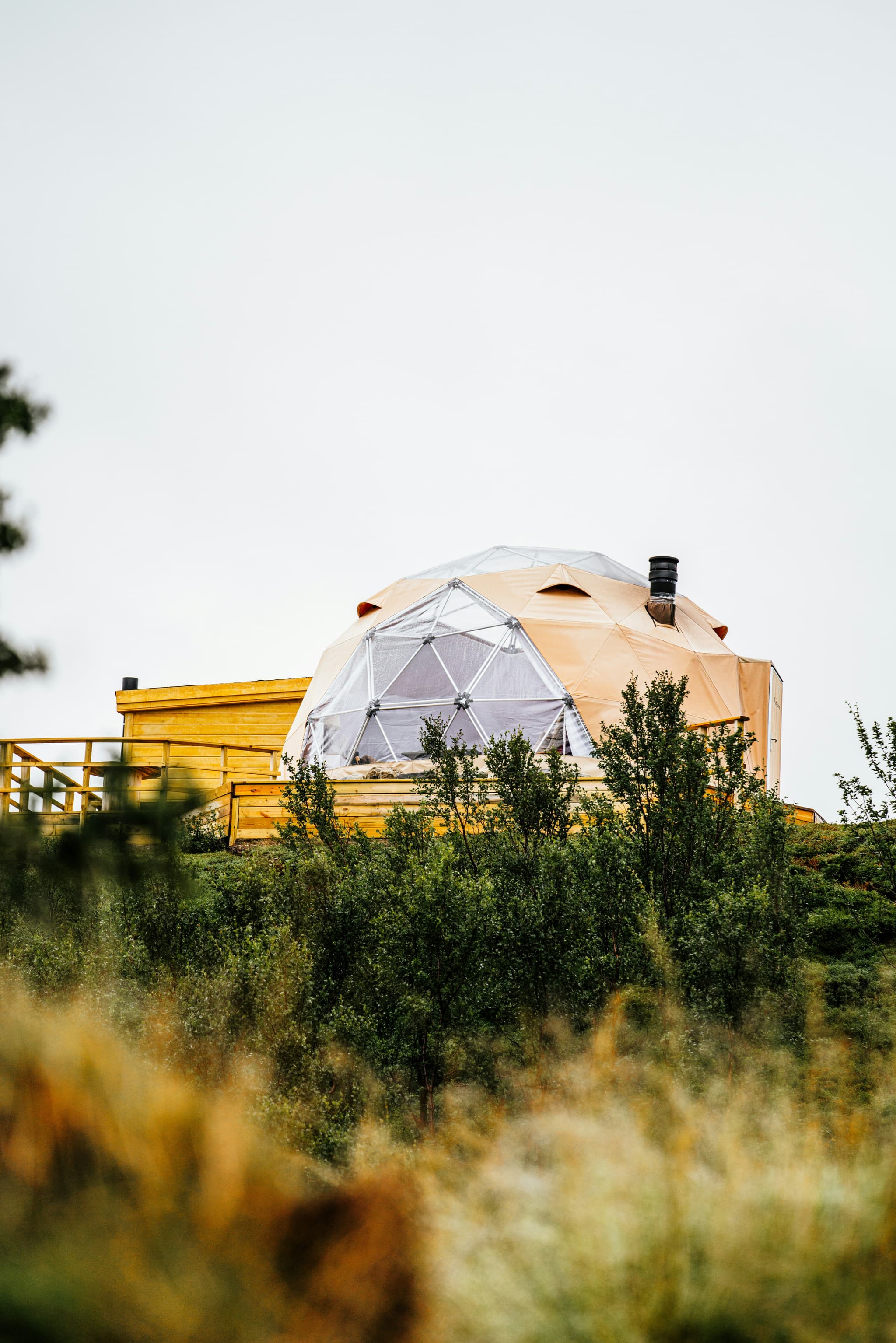 Stargazer Geodesic Dome - luxury geodesic dome at The Glamping Spot featuring Stargazing Ceiling and Private Hot Tub with capacity for 2 guests