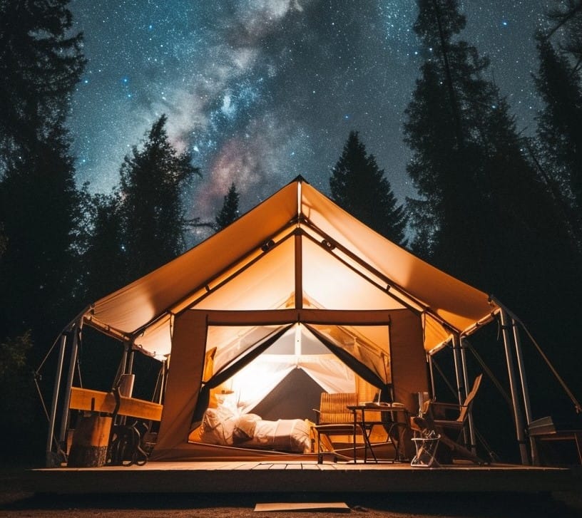 Sunset View Dome - luxury geodesic dome at The Glamping Spot featuring Sunset Views and Private Hot Tub with capacity for 2 guests