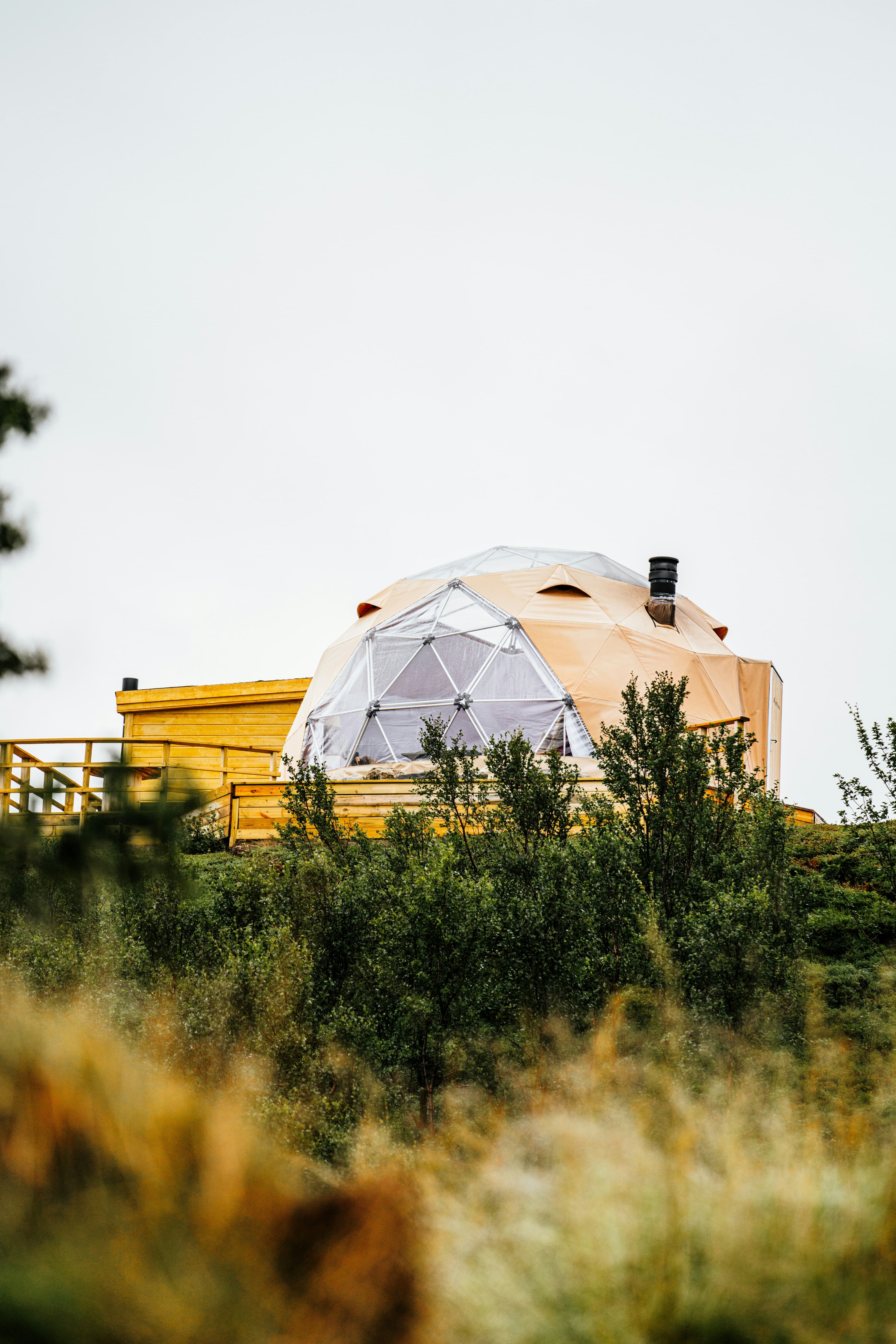 Geodesic dome glamping accommodation